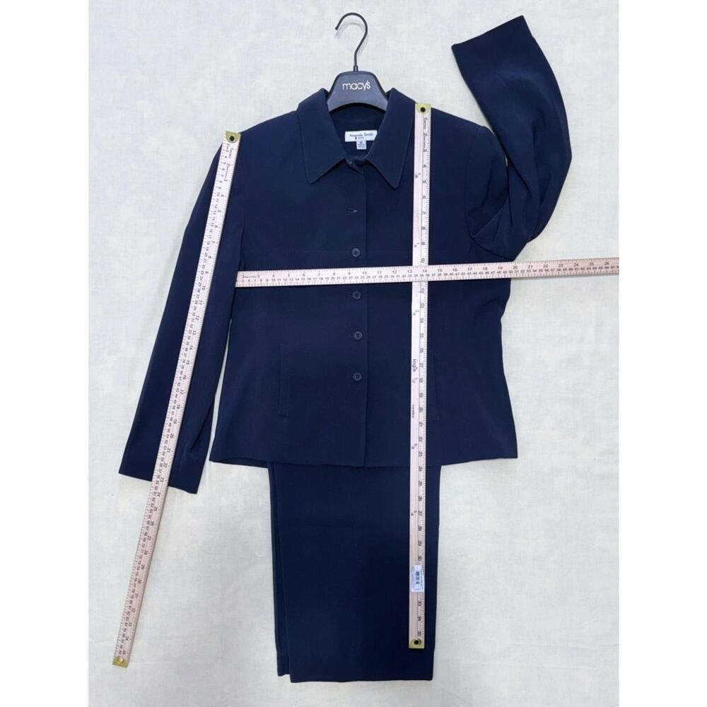 Vintage 90s Amanda Smith 2pc Pant Suit Blazer Set - navy Blue - Women’s Size 12 - Picture 4 of 17